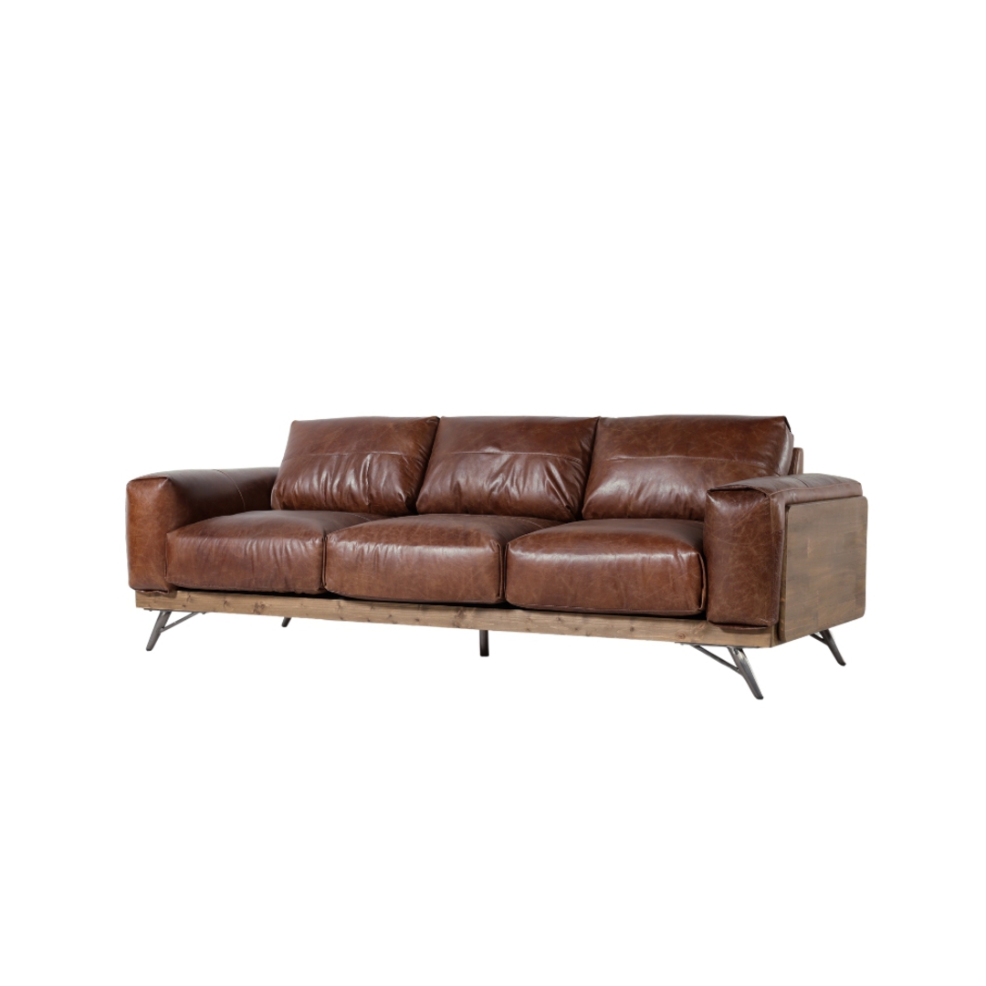 Picaso 3 Seater Leather Sofa - Expresso image 2